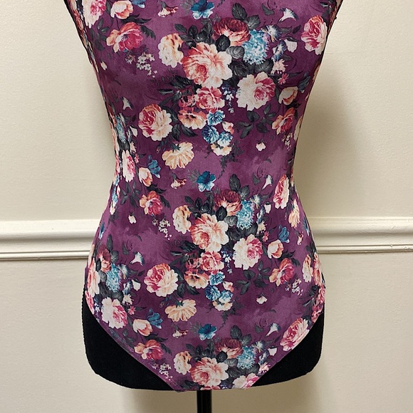 Purple Mesh Floral Bodysuit - Picture 7 of 16